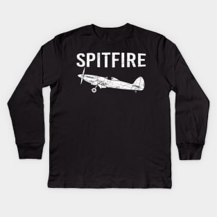 RAF Spitfire UK ww2 Fighter Aircraft Plane Airplane Supermarine British Kids Long Sleeve T-Shirt